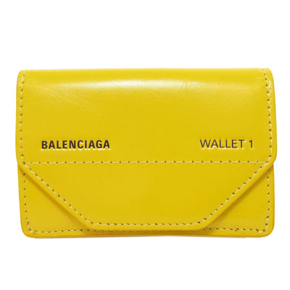 BALENCIAGA Bifold Wallet 529098 leather yellow logo Tri-fold Wallet Women