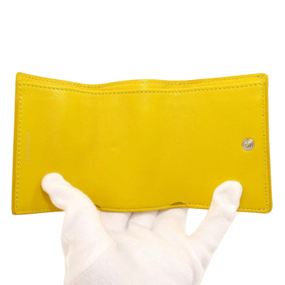 BALENCIAGA Bifold Wallet 529098 leather yellow logo Tri-fold Wallet Women