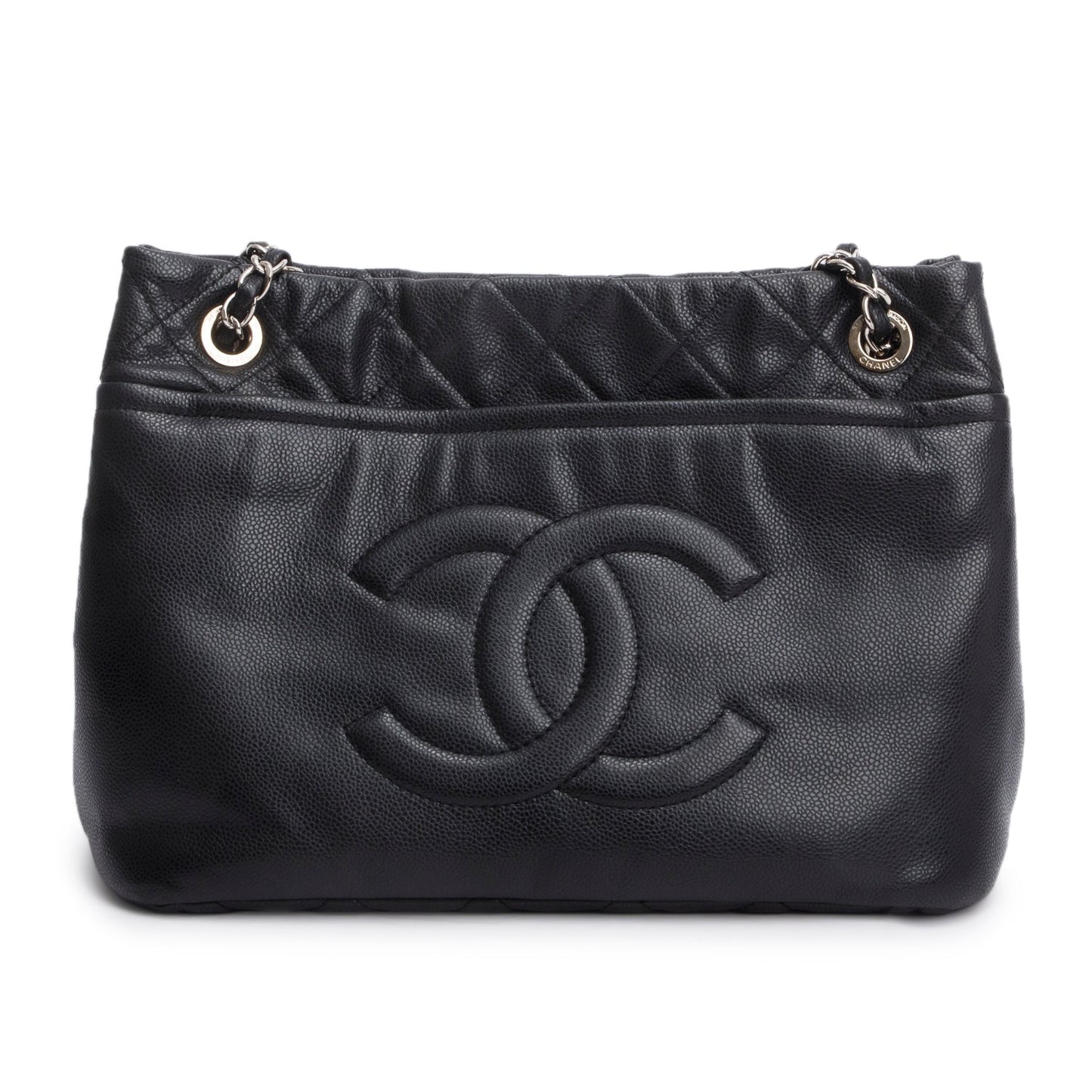 Chanel Black Caviar Leather Timeless CC Shopping Tote