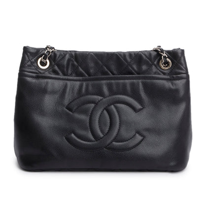 Chanel Black Caviar Leather Timeless CC Shopping Tote