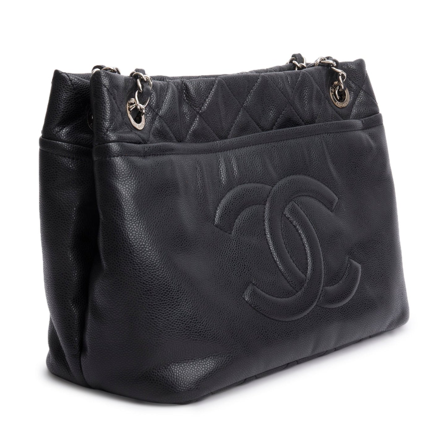 Chanel Black Caviar Leather Timeless CC Shopping Tote