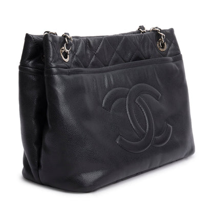 Chanel Black Caviar Leather Timeless CC Shopping Tote