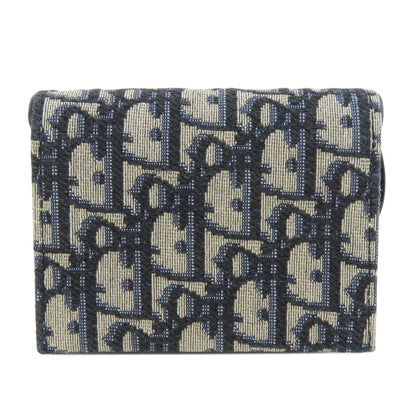Christian Dior Card Case canvas Navy Saddle Trotter Pattern Women