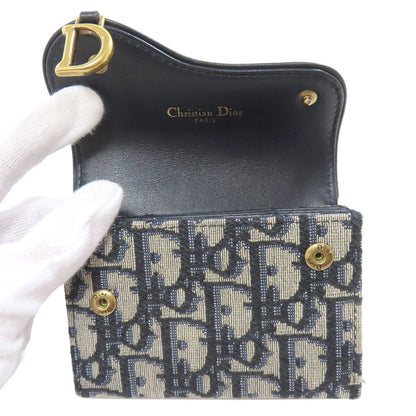Christian Dior Card Case canvas Navy Saddle Trotter Pattern Women