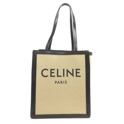 CELINE Tote Bag canvas beige logo Women
