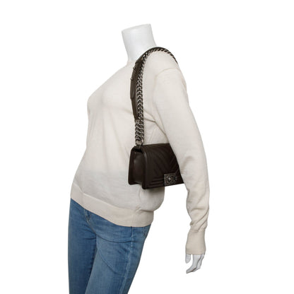 Chanel Brown Lambskin Chevron Small Boy Bag