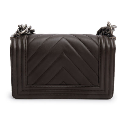 Chanel Brown Lambskin Chevron Small Boy Bag