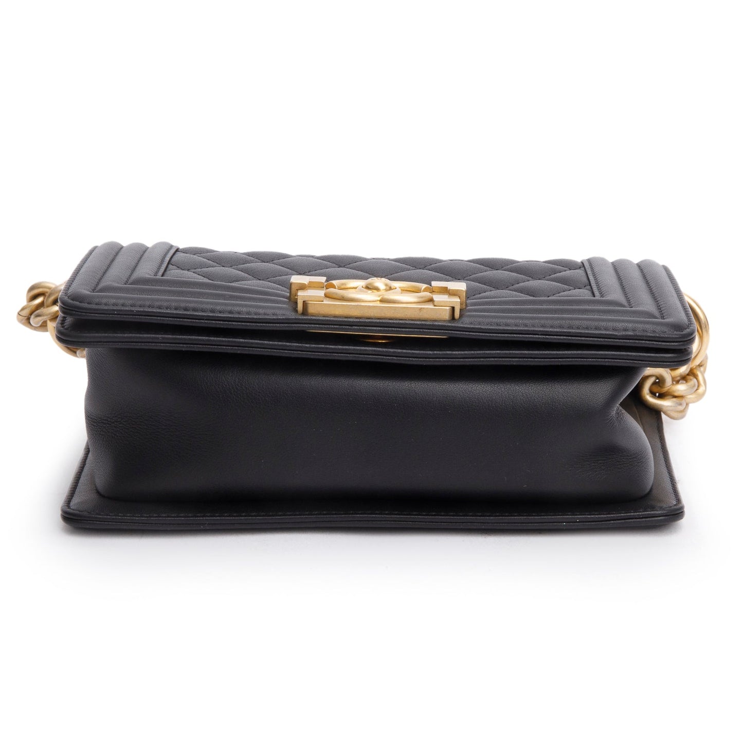Chanel 2021 Black Quilted Lambskin Leather Small Boy Bag