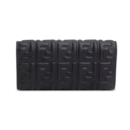Fendi Black Nappa Mattisse FF Embossed Continental Wallet
