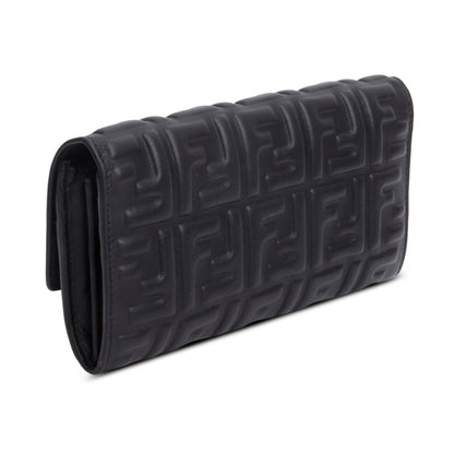 Fendi Black Nappa Mattisse FF Embossed Continental Wallet