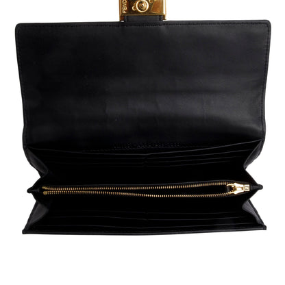 Fendi Black Nappa Mattisse FF Embossed Continental Wallet