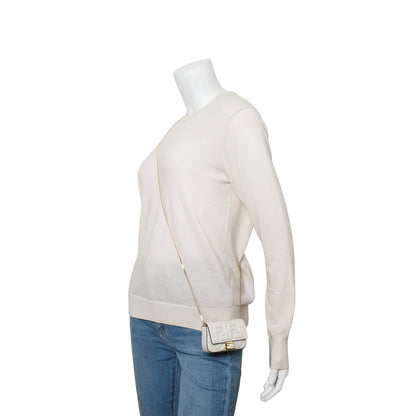 Fendi White Nappa Matisse FF Embossed Nano Baguette Charm