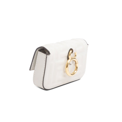Fendi White Nappa Matisse FF Embossed Nano Baguette Charm