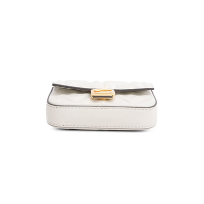 Fendi White Nappa Matisse FF Embossed Nano Baguette Charm