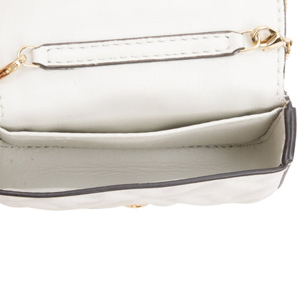 Fendi White Nappa Matisse FF Embossed Nano Baguette Charm