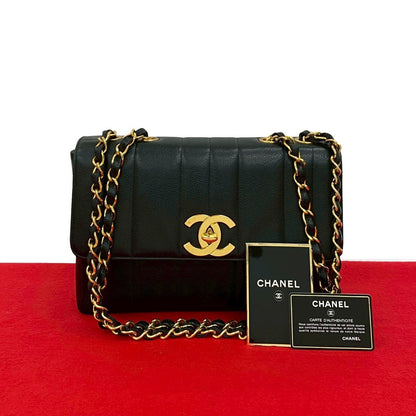 CHANEL Shoulder Bag Matt caviar skin black Mademoiselle