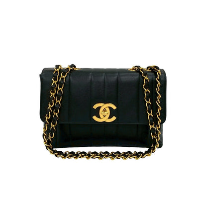 CHANEL Shoulder Bag Matt caviar skin black Mademoiselle