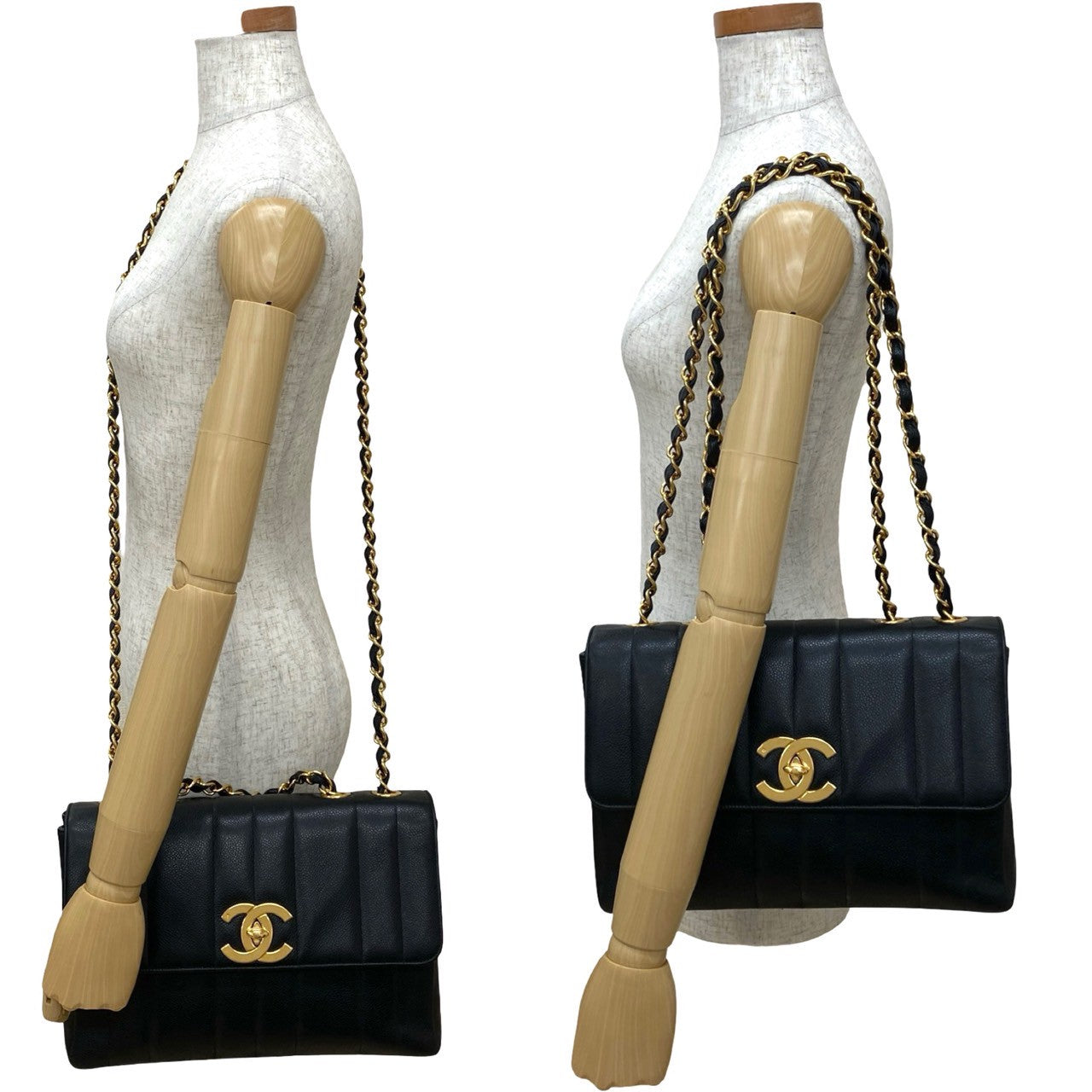 CHANEL Shoulder Bag Matt caviar skin black Mademoiselle