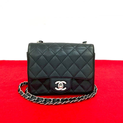 CHANEL Shoulder Bag Matt caviar skin black Matrasse
