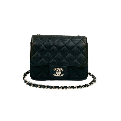 CHANEL Shoulder Bag Matt caviar skin black Matrasse