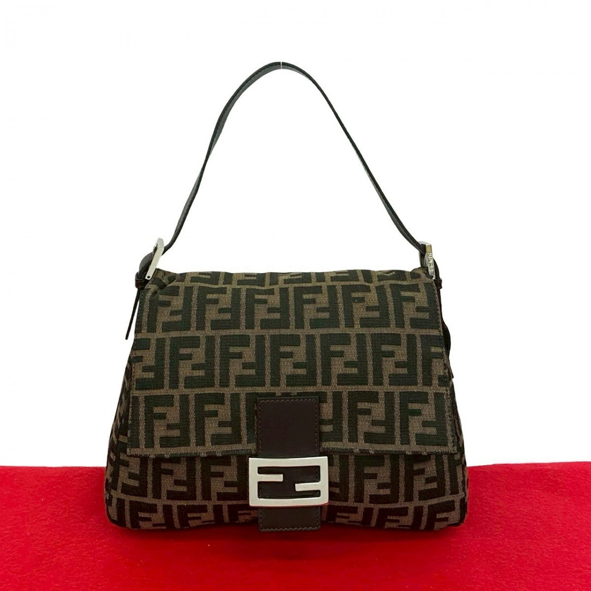 FENDI Handbag canvas Brown Mamma Bucket