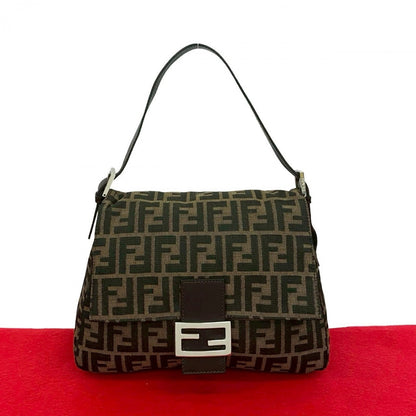 FENDI Handbag canvas Brown Mamma Bucket