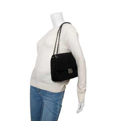 Chanel Black Jersey Quilted Chic With Me Large Flap Bag