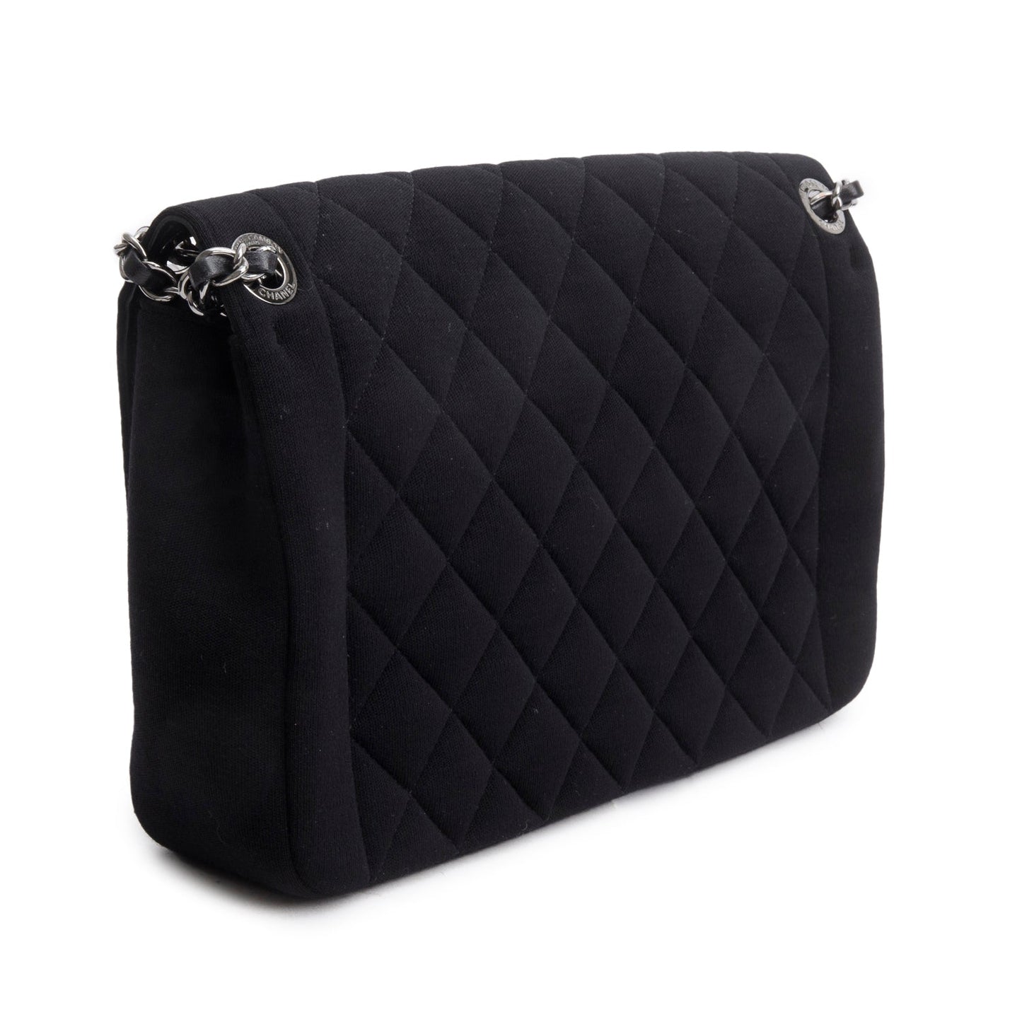 Chanel Black Jersey Quilted Chic With Me Large Flap Bag