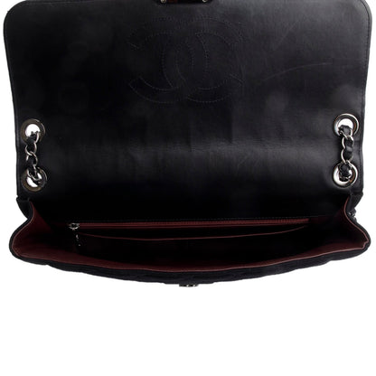 Chanel Black Jersey Quilted Chic With Me Large Flap Bag