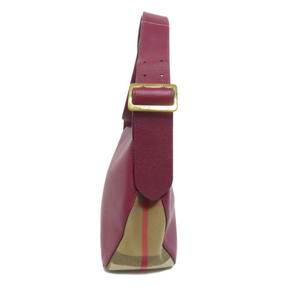 BURBERRY Shoulder Bag leather purple logo Women