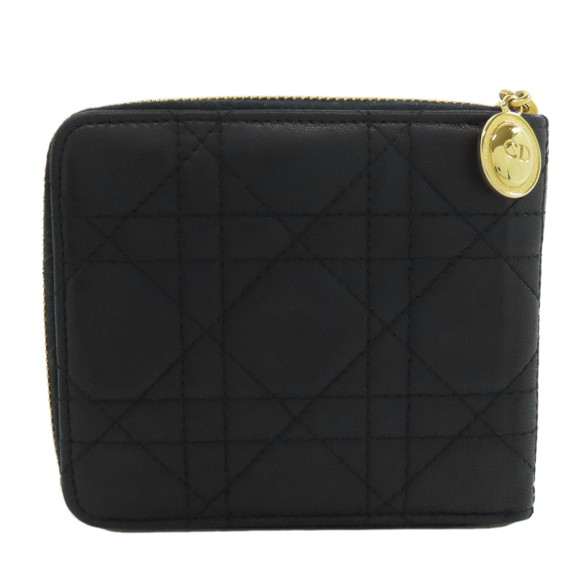 Christian Dior Bifold Wallet lambskin black Canage Women