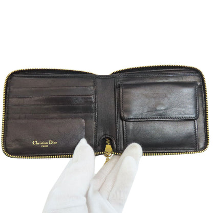 Christian Dior Bifold Wallet lambskin black Canage Women