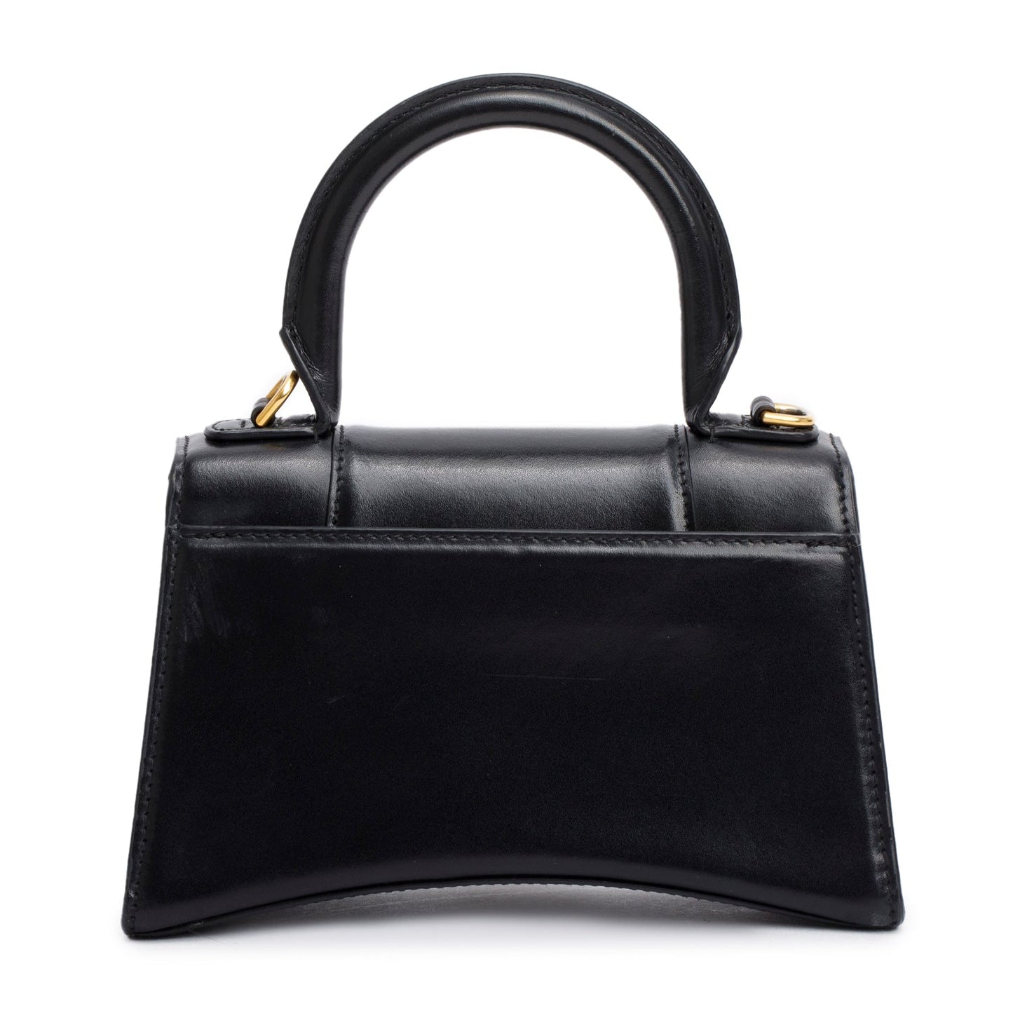 Balenciaga Black Leather XS Hourglass Top Handle Bag