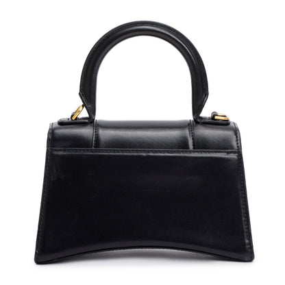 Balenciaga Black Leather XS Hourglass Top Handle Bag