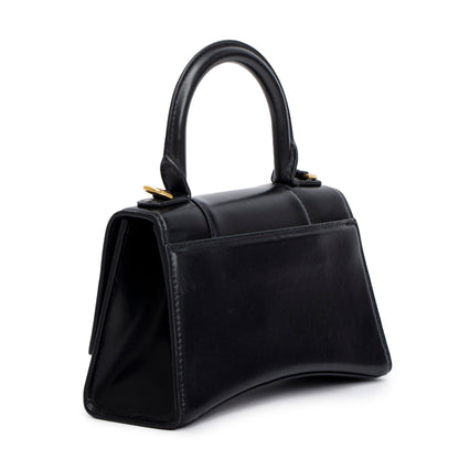 Balenciaga Black Leather XS Hourglass Top Handle Bag