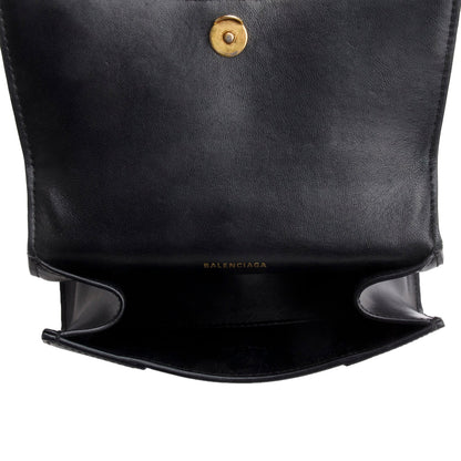 Balenciaga Black Leather XS Hourglass Top Handle Bag