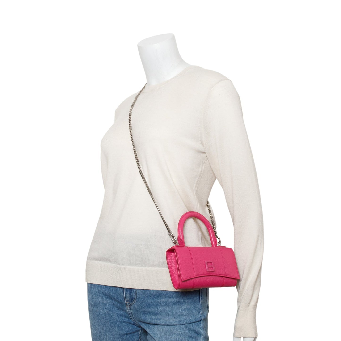 Balenciaga Pink Grained Calf Leather Hourglass Phone Holder