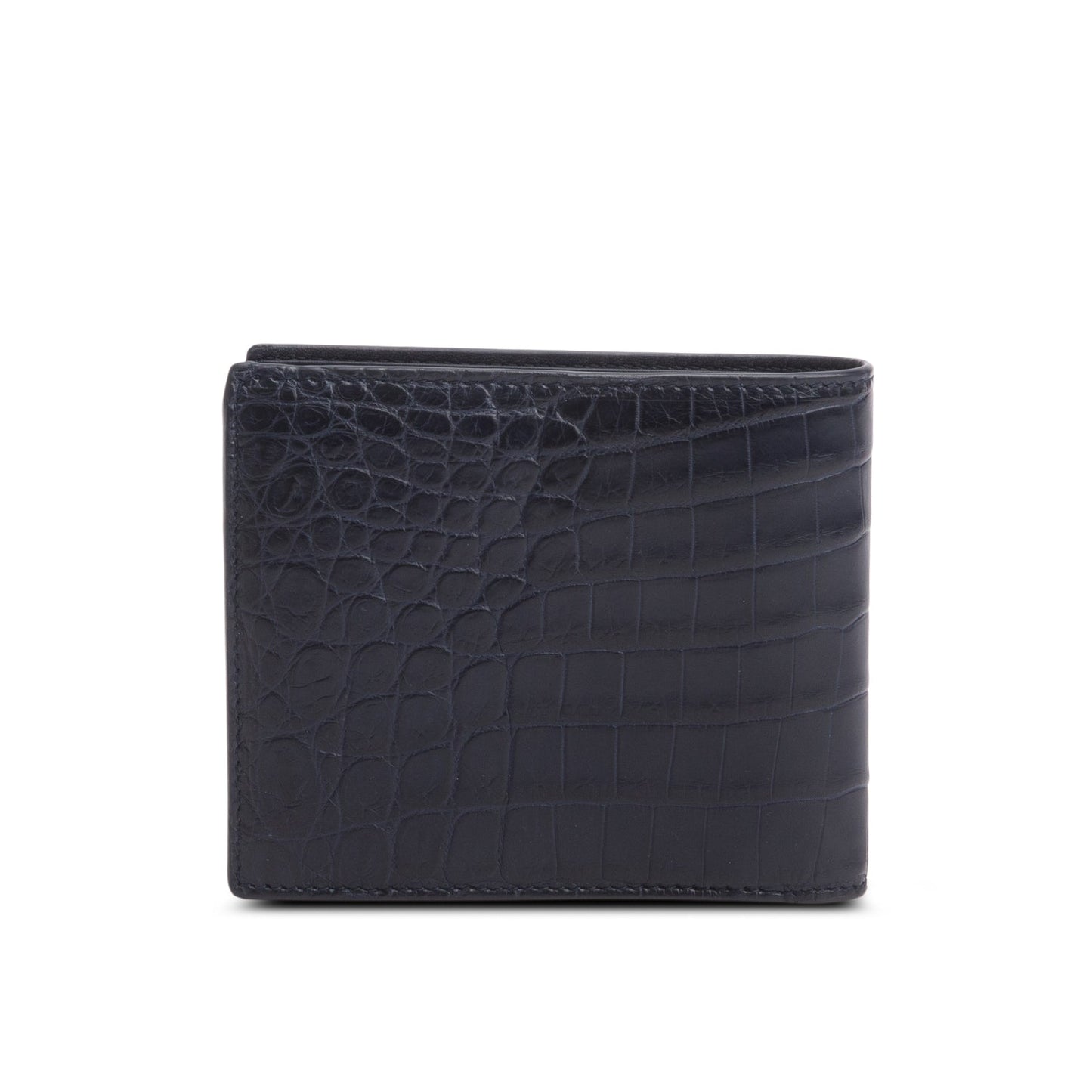 Bottega Veneta Black Croc Embossed Bi-Fold Wallet