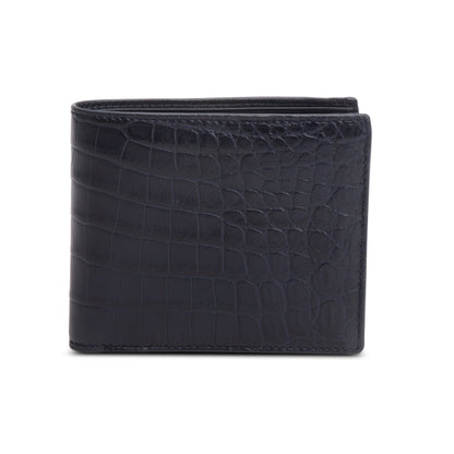 Bottega Veneta Black Croc Embossed Bi-Fold Wallet