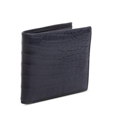 Bottega Veneta Black Croc Embossed Bi-Fold Wallet