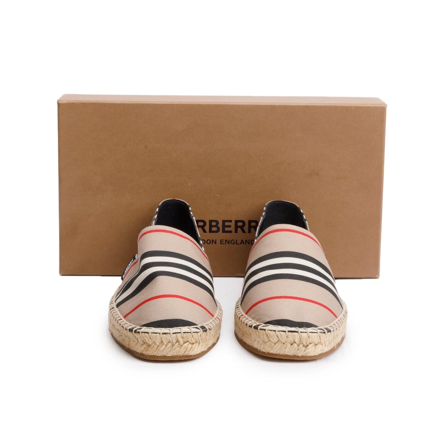 Burberry Beige Check Mews Espadrilles, Size 38