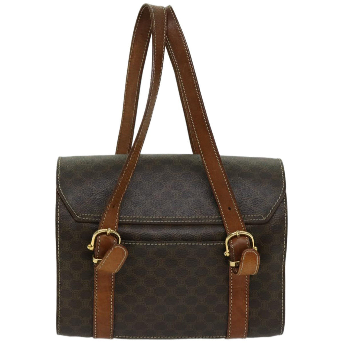 Luxury CELINE Macadam Canvas Hand Bag PVC 2way Brown  66276
