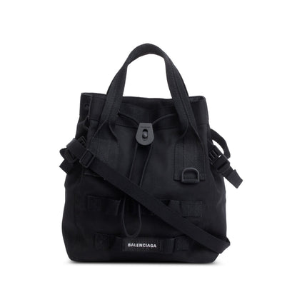 Balenciaga Black Canvas Logo Patch Tote Bag