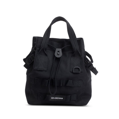 Balenciaga Black Canvas Logo Patch Tote Bag
