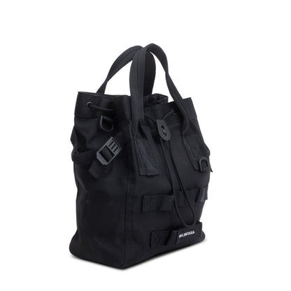 Balenciaga Black Canvas Logo Patch Tote Bag