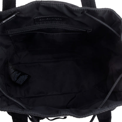 Balenciaga Black Canvas Logo Patch Tote Bag