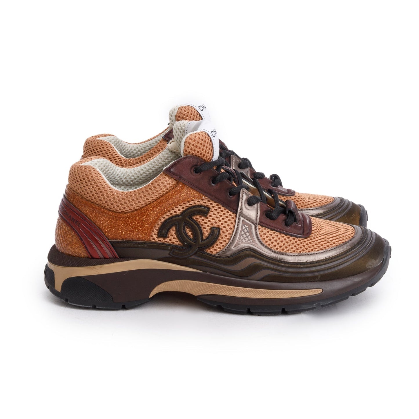 Chanel Multicolor Interlocking CC Logo Mesh Sneakers, Size 37.5