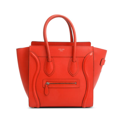 Celine Orange Calfskin Leather Micro Luggage Tote