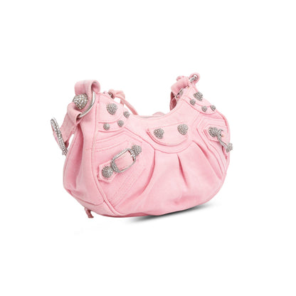 Balenciaga Pink Denim Le Cagole XS Shoulder Bag