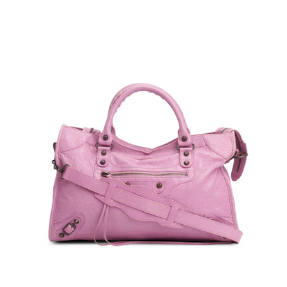 Balenciaga Purple Arena Lambskin Leather Le City Medium Bag